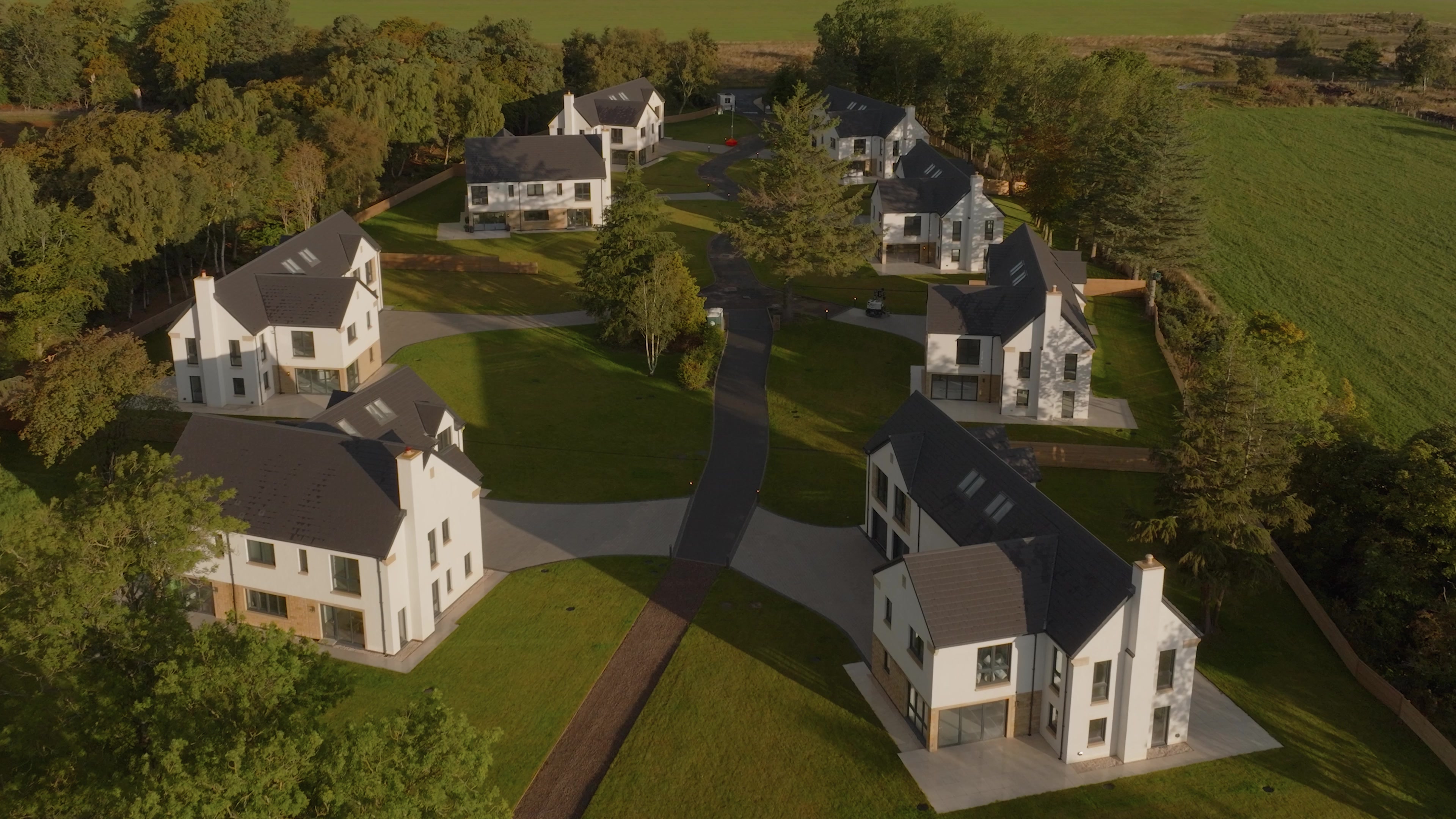 Eight homes set along the tree-lined Inveroe Steadings cul-de-sac